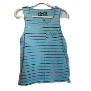 Peace generation small tank top men blue with stripes one pocket